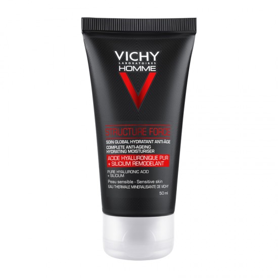 Vichy Homme Structure Force Complete Anti-Ageing Hydrating Moisturiser 50ml - Ανδρική Αντιγηραντική Κρέμα Προσώπου με Υαλουρονικό Οξύ & Πιρύτιο
