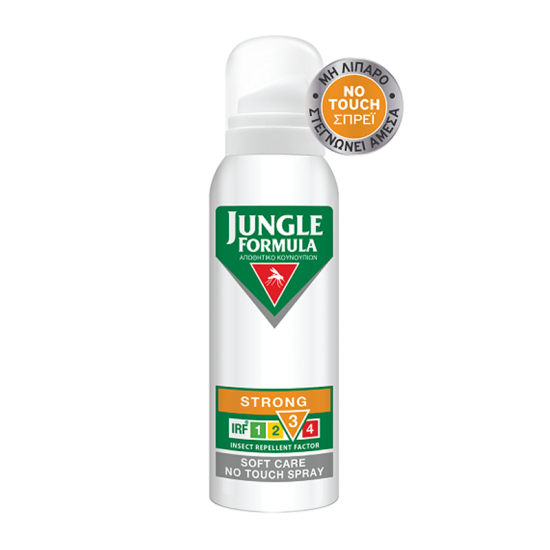 Jungle Formula Strong Soft Care Spray No Touch IRF3 125ml - Εντομοαπωθητικό Σπρέι Ισχυρής Προστασίας με μη Λιπαρή Υφή που Στεγνώνει Εύκολα με Διάρκεια έως 7 ώρες για Ηλικίες 3+ ετών