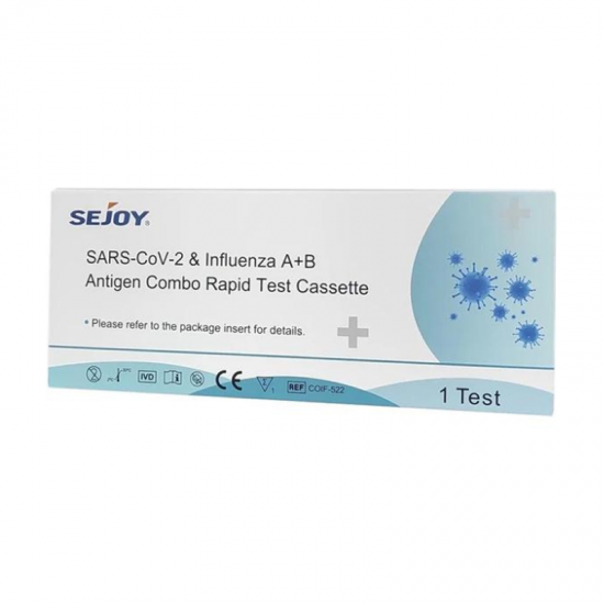 Sejoy Rapid Test Διπλό Κορωνοϊός COVID-19 + Influenza A/B Γρίπη 1τμχ
