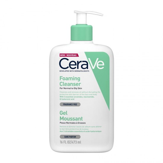 CeraVe Foaming Cleanser Καθαριστικό Τζελ Προσώπου & Σώματος για Κανονικό έως Λιπαρό Δέρμα 473ml