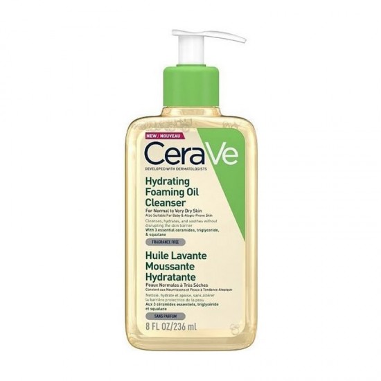 CeraVe Hydrating Foaming Oil Cleanser Απαλό Λάδι Καθαρισμού που Αφρίζει για Πρόσωπο και Σώμα 236ml