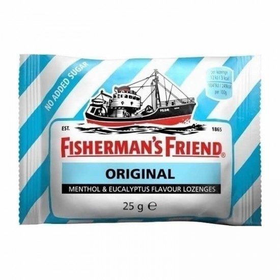 Fisherman's Friend Original Menthol & Eucalyptus Flavor Lozenges 25g - Καραμέλες για το Λαιμό με γεύση Μέντας και Ευκαλύπτου με Γλυκαντικά