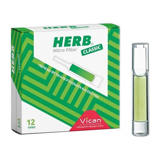 Vican Herb Micro Filter Classic 12 πίπες - Φίλτρα για Κανονικό Τσιγάρο που Συλλέγουν & Μειώνουν τις Επικίνδυνες Ουσίες