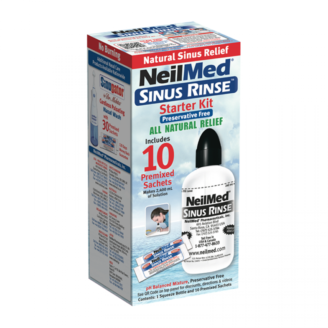 Sinus Rinse Path NeilMed Sinus Rinse Kit Adults Συσκευή Ρινικών Πλύσεων Ενηλίκων με 10 ...