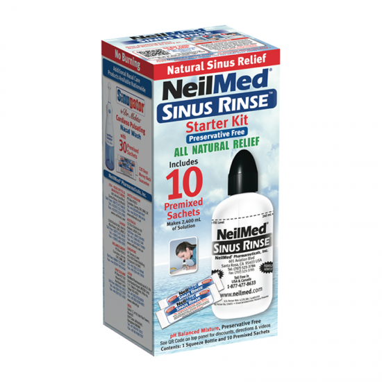 NeilMed Sinus Rinse Kit Adults Συσκευή Ρινικών Πλύσεων Ενηλίκων με 10 Φακελάκια