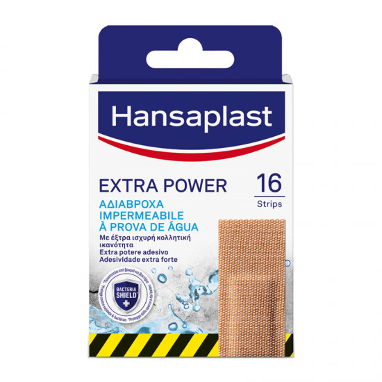 Hansaplast Extra Power Waterproof 16 Strips 26x76mm - Αυτοκόλλητα Επιθέματα Αδιάβροχα από Εύκαμπτο Υλικό Μεγάλης Αντοχής