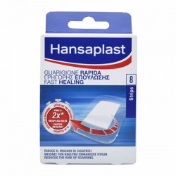 Hansaplast Fast Healing 8 Strips 43x65mm - Αυτοκόλλητα Επιθέματα Γρήγορης Επούλωσης Πληγών