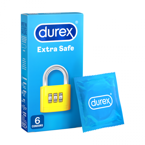 Durex Extra Safe Προφυλακτικά με Ελαφρώς Παχύτερα Τοιχώματα για Απόλυτη Ασφάλεια 6 Τεμάχια
