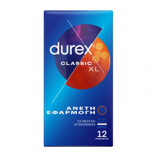 Durex Classic XL Προφυλακτικά Κλασσικά με Άνετη Εφαρμογή 12 Τεμάχια