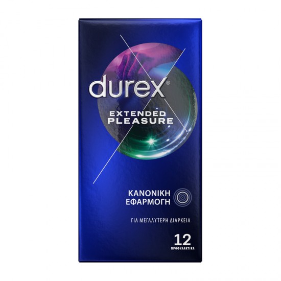 Durex Extended Pleasure Προφυλακτικά για Μεγαλύτερη Διάρκεια με Κανονική Eφαρμοργή 12 τεμάχια