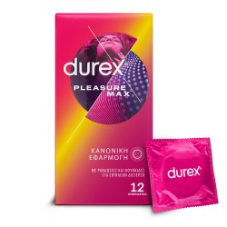 Durex Pleasuremax Προφυλακτικά με Κουκίδες & Ραβδώσεις και Κανονική Εφαρμογή 12 Τεμάχια