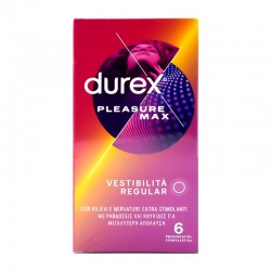 Durex Pleasuremax Προφυλακτικά με Κουκίδες & Ραβδώσεις και Κανονική Εφαρμογή 6 Τεμάχια