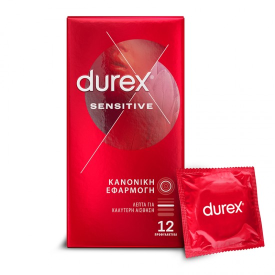 Durex Sensitive Προφυλακτικά Λεπτά με Κανονική Eφαρμοργή 12 τεμάχια