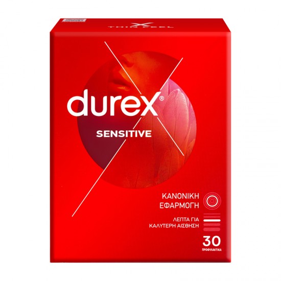 Durex Sensitive Προφυλακτικά Λεπτά με Κανονική Eφαρμοργή 30 τεμάχια