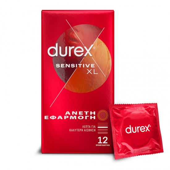 Durex Sensitive XL Προφυλακτικά Λεπτά με Άνετη Eφαρμοργή 12 τεμάχια