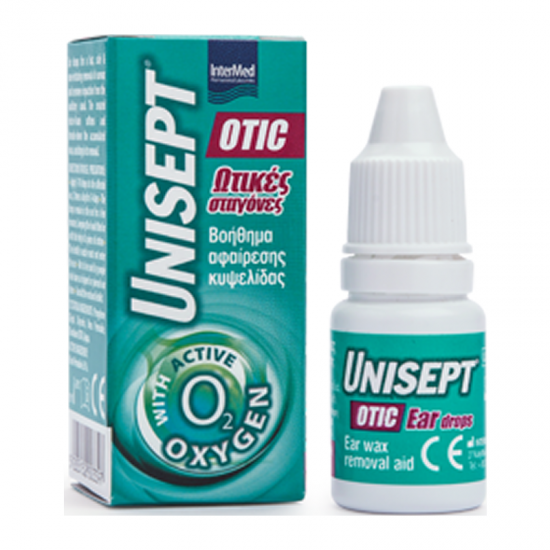 Intermed Unisept Otic Ear Drops with Active Oxygen Ωτικές Σταγόνες Καθαρισμού για την Αφαίρεση της Κυψελίδας 10ml
