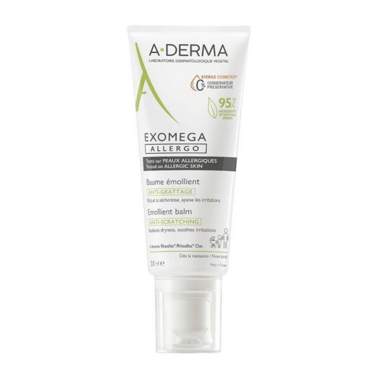 A-Derma Exomega Allergo Emollient Balm Anti-Scratching Αποστειρωμένο Μαλακτικό Βάλσαμο που Καταπραΰνει από τον κνησμό & Θρέφει την Επιδερμίδα 200ml