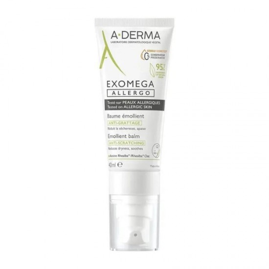 A-Derma Exomega Allergo Emollient Balm Anti-Scratching 40ml - Αποστειρωμένο Μαλακτικό Βάλσαμο που Καταπραΰνει από τον κνησμό & Θρέφει την Επιδερμίδα