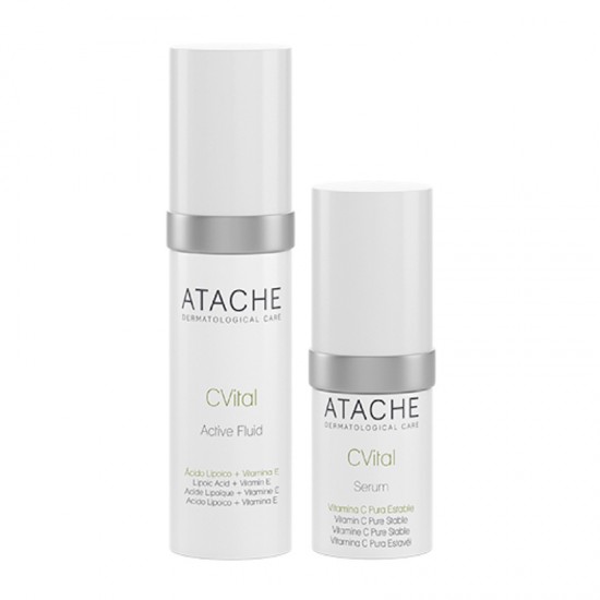Atache C Vital Set Active Serum 15ml + Fluid 30ml - Σετ περιποίησης με Serum με Βιταμίνη C και Κρέμα Προσώπου με Βιταμίνη E