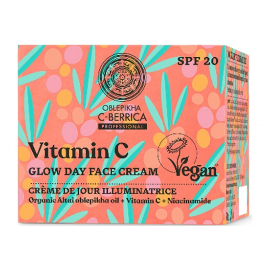 Natura Siberica Oblepikha C-Berrica Vitamin C Glow Day Face Cream SPF20+ 50ml - Κρέμα Ημέρας Λάμψης για Όλους τους Τύπους Επιδερμίδας