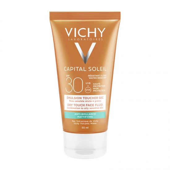 Vichy Capital Soleil Dry Touch Protective Face Fluid SPF30+ Λεπτόρρευστη Αντηλιακή για Ματ Αποτέλεσμα 50ml	