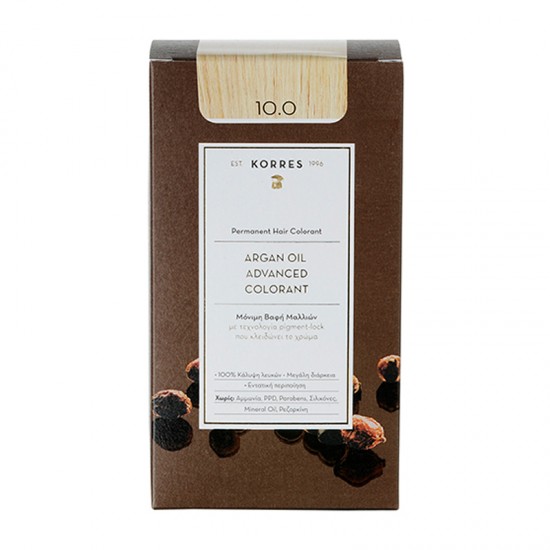 Korres Argan Oil Advanced Colorant Βαφή Μαλλιών 10.0 Ξανθό Πλατίνας 50ml