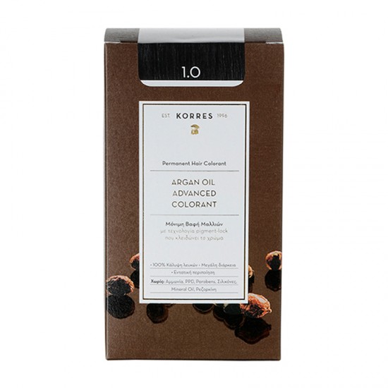 Korres Argan Oil Advanced Colorant Βαφή Μαλλιών 1.0 Μαύρο 50ml