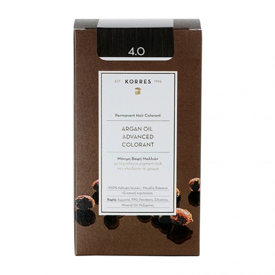 Korres Argan Oil Advanced Colorant Βαφή Μαλλιών 4.0 Καστανό 50ml