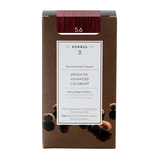 Korres Argan Oil Advanced Colorant Βαφή Μαλλιών 5.6 Καστανό Ανοιχτό Κόκκινο 50ml