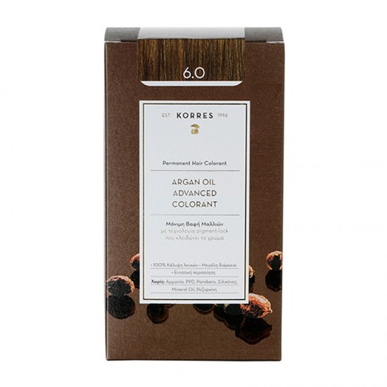 Korres Argan Oil Advanced Colorant Βαφή Μαλλιών 6.0 Ξανθό Σκούρο 50ml