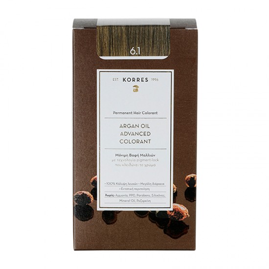 Korres Argan Oil Advanced Colorant Βαφή Μαλλιών 6.1 Ξανθό Σκούρο Σαντρέ 50ml