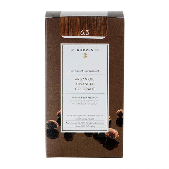 Korres Argan Oil Advanced Colorant Βαφή Μαλλιών 6.3 Ξανθό Σκούρο Μελί 50ml