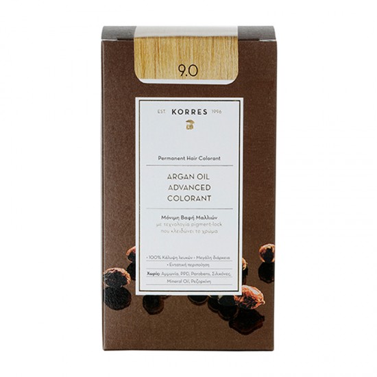 Korres Argan Oil Advanced Colorant Βαφή Μαλλιών 9.0 Ξανθό Πολύ Ανοιχτό 50ml