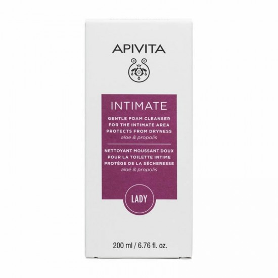 Apivita Intimate Lady Gentle Foam Cleanser Απαλός Αφρός Καθαρισμού Ευαίσθητης Περιοχής για Προστασία από την Ξηρότητα με Αλόη & Πρόπολη 200ml