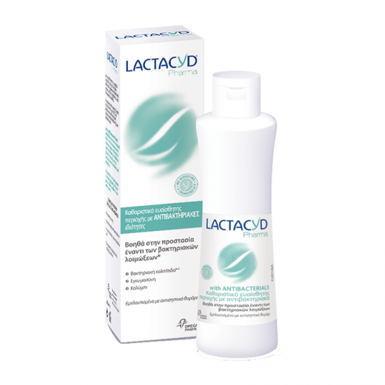 Lactacyd Pharma Antibacterial Intimate Wash Αντιβακτηριδιακό Καθαριστικό Ευαίσθητης Περιοχής 250ml