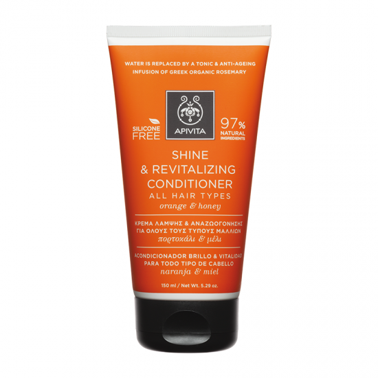 Apivita Conditioner Shine & Revitalazing Μαλακτική Κρέμα Λάμψης & Αναζωογόνησης για Όλους τους Τύπους Μαλλιών με Πορτοκάλι και Μέλι 150ml