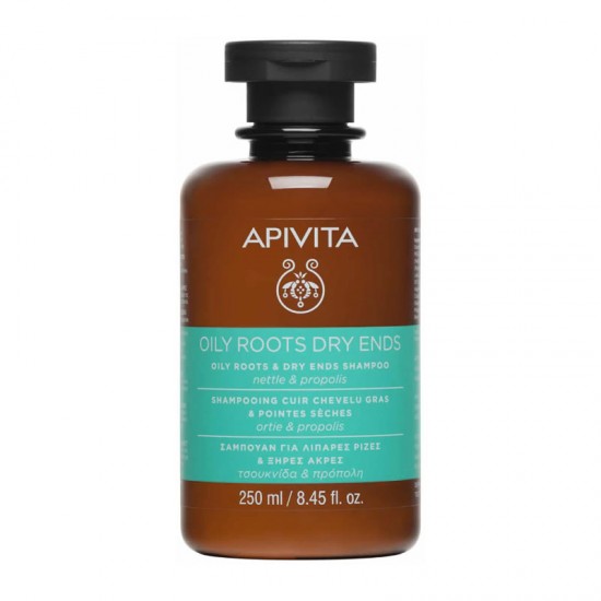 Apivita Shampoo Oily Roots Dry Ends αμπουάν Εξισορρόπησης για Λιπαρές Ρίζες και Ξηρές Ακρες με Τσουκνίδα και Πρόπολη 250ml