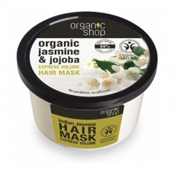Organic Shop Indian Jasmine Hair Mask Organic Jasmine & Jojoba 250ml - Μάσκα Μαλλιών για Γρήγορο Όγκο με Βιολογικό Γιασεμί & Τζοτζόμπα