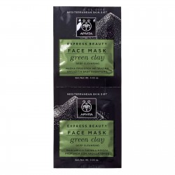 Apivita Express Beauty Face Mask Green Clay Μάσκα Προσώπου για Βαθύ Καθαρισμό με Πράσινο Άργιλο 2x8ml 