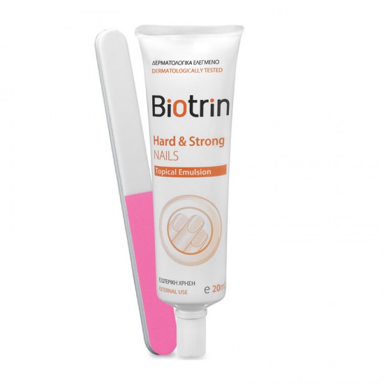 Biotrin Hard & Strong Nails Topical Emulsion Ενυδατικό, Σκληρυντικό και Προστατευτικό Γαλάκτωμα Νυχιών 20ml