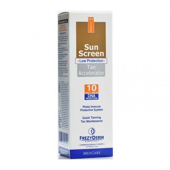 Frezyderm Sunscreen Tan Accelerator SPF10+ Αντηλιακό Γαλάκτωμα Χαμηλής Προστασίας με Επιταχυντές Μαυρίσματος 150ml