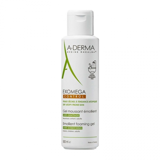 A-Derma Exomega Control Emollient Foaming Gel Μαλακτικό Αφρίζον Ζελ Καθαρισμού κατά του Αισθήματος Κνησμού 500ml