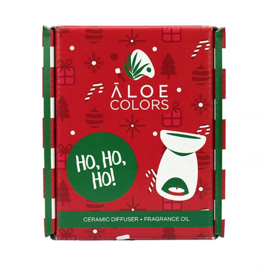 Aloe Colors Ho Ho Ho Ceramic Burner + Fragrance Oil Σετ Δώρου με Κεραμικό Αρωματοποιητή & Αρωματικό Έλαιο με Άρωμα που Θυμίζει Μελομακάρονο