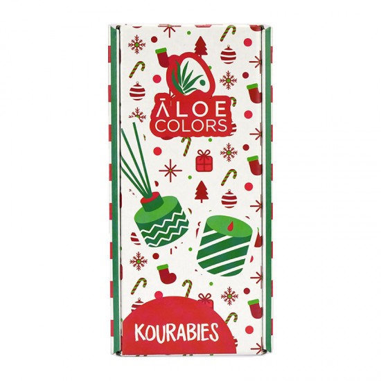 Aloe Colors Promo Kourabies Home Set Reed Diffuser + Scented Soy Candle - Σετ Δώρου για το Σπίτι με Αρωματικό Χώρου και Κερί Σόγιας με Άρωμα που Θυμίζει Κουραμπιέ
