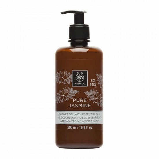 Apivita Shower Gel Pure Jasmine Απαλό Αφρόλουτρο με Γιασεμί & Αιθέρια Έλαια 500ml