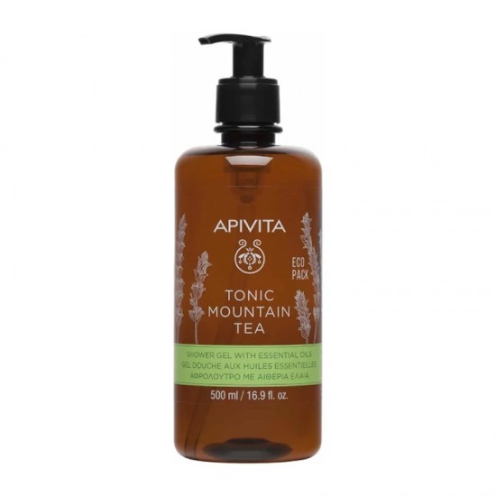 Apivita Shower Gel Tonic Mountain Tea Τονωτικό Αφρόλουτρο με Ελληνικό Τσάι του Βουνού & Αιθέρια Έλαια 500ml