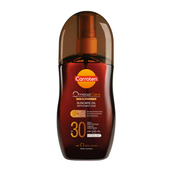 Carroten Omega Care Tan & Protect Suncare Oil SPF30 125ml - Αντηλιακό Λάδι με σύμπλοκο Ωμέγα (3,6,7,9) Λιπαρά Οξέα για Ενεργοποίηση Μαυρίσματος