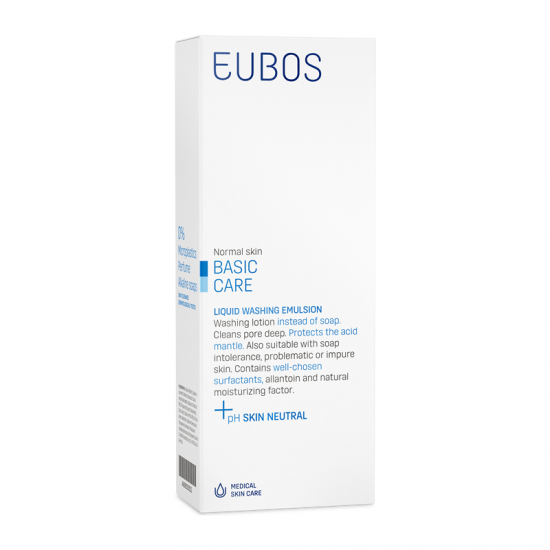 Eubos Basic Care Blue Liquid Washing Emulsion Απαλό Υγρό Καθαρισμού Προσώπου-Σώματος χωρίς Σαπούνι με Ουδέτερο pH 200ml