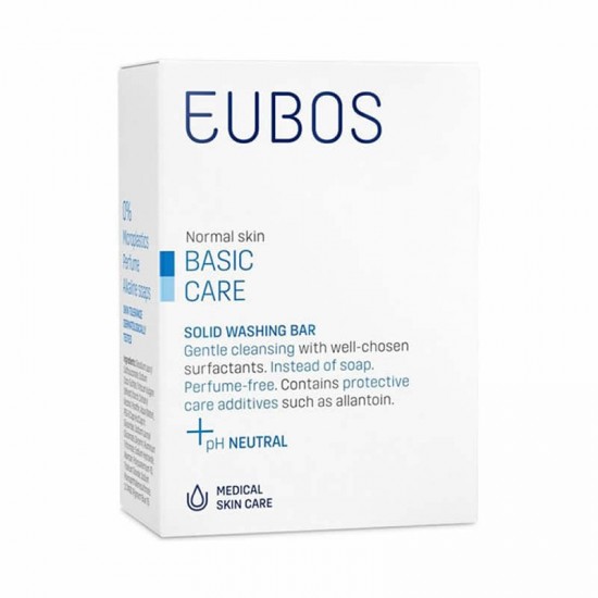Eubos Basic Care Blue Solid Washing Bar Στερεή Πλακά Καθαρισμού Προσώπου & Σώματος χωρίς Σαπούνι με Ουδέτερο pH 125g