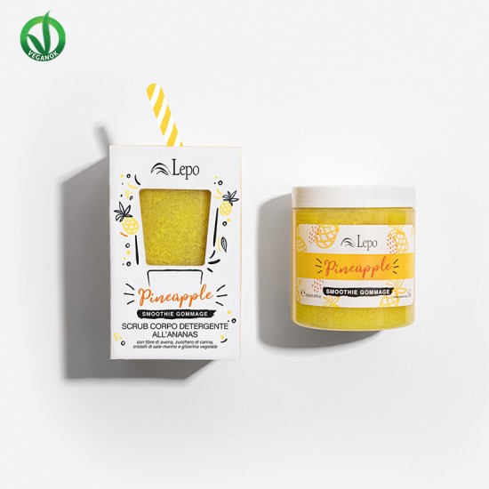 Lepo Smoothie Gommage Pineapple Cleansing Body Scrub 250ml - Αναζωογονητικό Αφρόλουτρο & Απολεπιστικό με Ανανά, Μαύρη Ζάχαρη, Θαλασσινό Αλάτι και Φυτική Γλυκερίνη